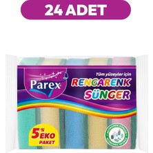 Parex Rengarenk 5'li Düz Sünger Yirmidört Paket 24 Paket