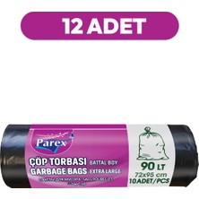 Parex Professional 10'lu Çöp Torbası Battal Boy 72 x 95 cm Onikili Paket