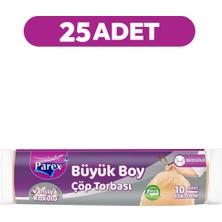 Parex Büzgülü 10'lu Çöp Torbası Vanilya Kokulu Büyük Boy 65 x 70 cm 25 Paket