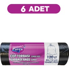 Parex Professional 10'lu Çöp Torbası Jumbo Boy 80 x 110 cm Altılı Paket