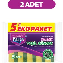 Klasik Yeşil Sünger Düz 5'li Paket İkili Set