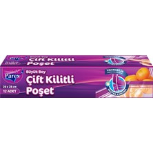 Parex Çift Kilitli Buzdolabı Poşeti Büyük Boy 12 Adet 26 x 28 cm