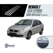 Fams Otomotiv Renault Clio 3 Krom Cam Çıtası 4 Parça 2009-2013 Paslanmaz Çelik (Symbol)