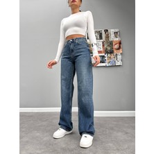 Esra Helvacı Blue Yıkamalı Straight Orj Jean