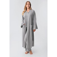 Artış Collection Kadın Uzun Kollu Düğmeli Esnek Pamuklu Sabahlık Pijama Takımı 23112