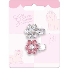 M-Pets Glam Çiçekli Kedi ve Köpekler Için Aksesuar Toka Pembe Beyaz