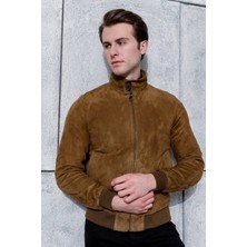 Kende Kolej Hakiki Deri Taba  Erkek Süet Ceket