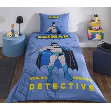Özdilek Lisanslı Fitted Çarşaflı Tek Kişilik Çocuk Nevresim Takımı Batman Detective Mavi 1295