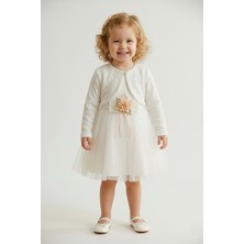 Mnk Baby & Kids Triko Bolerolu Bel Çiçekli Kız Bebek Elbise M00773