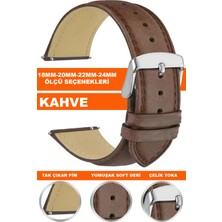 Trendburada 18MM-20MM-22MM-24MM Saatlerle Uyumlu Soft Deri Saat Kordonu Kayışı Klasık