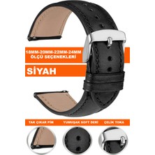 Trendburada 18MM-20MM-22MM-24MM Saatlerle Uyumlu Soft Deri Saat Kordonu Kayışı Klasık