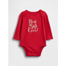 Gap Bebek Kırmızı First Favorites Organik Pamuk Grafik Bodysuit