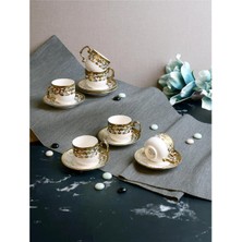 Paçi Kabartmalı Yaldızlı 6 Kişilik Türk Kahve Fincan Takımı – 90 ml