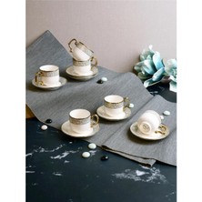 Paçi Kabartmalı Yaldızlı 6 Kişilik Türk Kahve Fincan Takımı – 90 ml