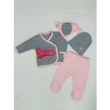 Alinna Kız Bebek Zıbın. Kız Bebek Queen Baskılı 5' Li Pamuk Çıtçıtlı Takım