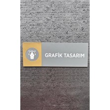 Yönline Grafik Tasarım Kapı Isimlik Yönlendirme Levhası Antrasit&gold Pleksi Kendinden Yapışkanlı