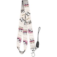 Tatlı Panda Temalı Ekru Boyun Askı Ipi (A25)