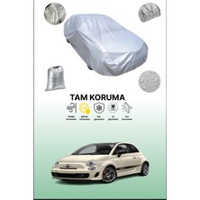 Dokaca Gri Fiat 500 C 2015 - 2021 Uyumulu Oto Branda, Araba Brandası, Koruyucu Örtü
