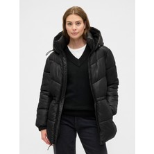 Gap Kadın Siyah Coldcontrol Max Relaxed Midi Puffer Şişme Mont