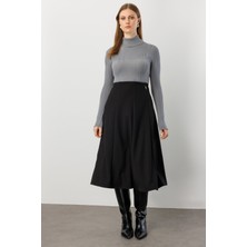 Ekol Midi Boy Pileli Broşlu Etek 2059-26K