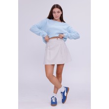 Happinice Kadın Bebek Mavisi Yumuşak Triko Kazak