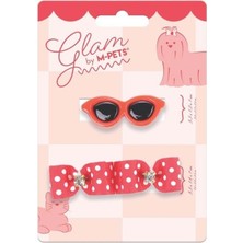 M-Pets Glam Gözlük ve Fiyonklu Kedi ve Köpekler Için Aksesuar Toka Kırmızı