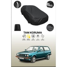 Dokaca Siyah Volkswagen Polo 3 Kapılı 1981 - 1994 Uyumlu Araba Brandası, Koruyucu Örtü, Oto Branda