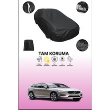 Dokaca Siyah Volvo V60 Cross Country 2018 - 2021 Uyumlu Araba Brandası, Koruyucu Örtü, Oto Branda