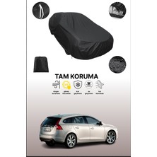 Dokaca Siyah Volvo V60 2010 - 2013 Uyumlu Araba Brandası, Koruyucu Örtü, Oto Branda