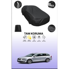 Dokaca Siyah Skoda Octavia Combi 4x4 2013 - 2017 Uyumlu Araba Brandası, Koruyucu Örtü, Oto Branda