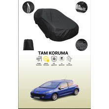 Dokaca Siyah Peugeot 207 3 Kapılı 2006 - 2009 Uyumlu Araba Brandası, Koruyucu Örtü, Oto Branda