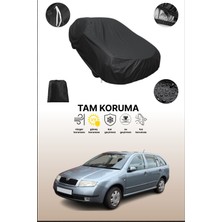 Dokaca Siyah Skoda Fabia Combi 2000 - 2007 Uyumlu Araba Brandası, Koruyucu Örtü, Oto Branda