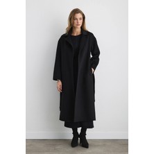 Gusto Astarsız Klasik Yün Manto - Siyah