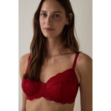 Penti Kırmızı Curvy Sequin Lace Sütyen