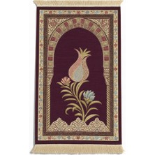 Tesbihname Kişiye Özel Nakış Işlemeli Lale Motifli Astarlı Saçaklı Mor Renk Hediyelik Seccade