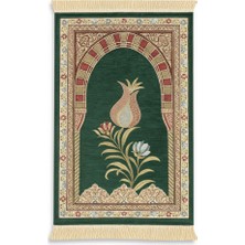 Tesbihname Kişiye Özel Nakış Işlemeli Lale Motifli Astarlı Saçaklı Turkuaz Renk Hediyelik Seccade