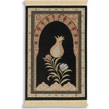 Tesbihname Kişiye Özel Nakış Işlemeli Lale Motifli Astarlı Saçaklı Pembe Renk Hediyelik Seccade