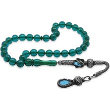 Tesbihname 1000 Ayar Gümüş Kazaz Püsküllü Küre Kesim Turkuaz Ateş Kehribar Tesbih