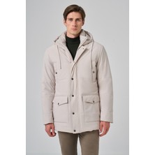 Morven  Erkek Gri Poliamit Çıtçıtlı Kapüşonlu Mont