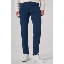 Morven  Erkek Mavi Denim 5 Cep Slim Fit Jean Kot Pantolon