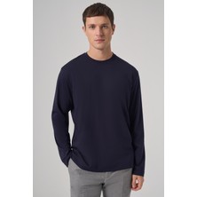 Morven  Erkek Lacivert Trend Bisiklet Yaka Rayon Sweatshirt