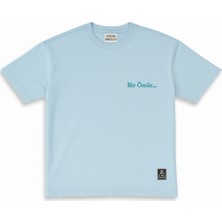 Tesbihname Kişiye Özel Nakışlı Yakası Biyeli Kısa Kollu Bisiklet Yaka Premium Turkuaz Tişört Xl