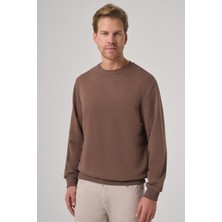 Morven  Erkek Kahve Basic Bisiklet Yaka Sweatshirt