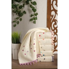 Meslina Home Ponponlu 6 Lı Nakışlı Havlu Seti Mutfak Havlusu 30X50 cm