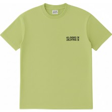 Tesbihname Kişiye Özel Nakışlı Yakası Biyeli Kısa Kollu Bisiklet Yaka Premium Mint Yeşili Oversize Tişört S