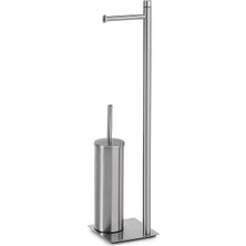 Gedy Trilly Ayaklı Tuvalet Kağıtlık + Fırçalık - Parlak Paslanmaz Çelik