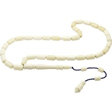 Tesbihname Sistemli Uçlu Kapsül Kesim Naturel Renk Lacivert Ipli Deve Kemiği Tesbih