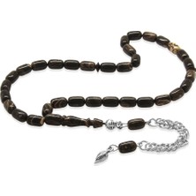 Tesbihname Sıkma Kehribar Tesbih - Kararmaz Metal Püsküllü - Mini Boy - Ebruli Renk - Kapsül Kesim