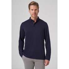 Morven  Erkek Lacivert Trend Polo Yaka Rayon Sweatshirt