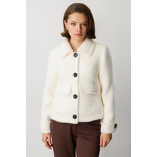 Ekol Kadın Kolu Apoletli Kapak Cepli Mont 6111 Ekru